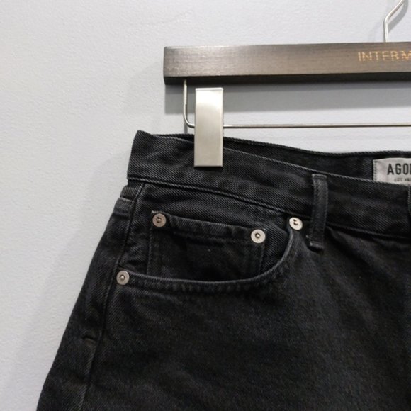 Agolde Parker Frayed Shorts in Tidal Black - Picture 2 of 6